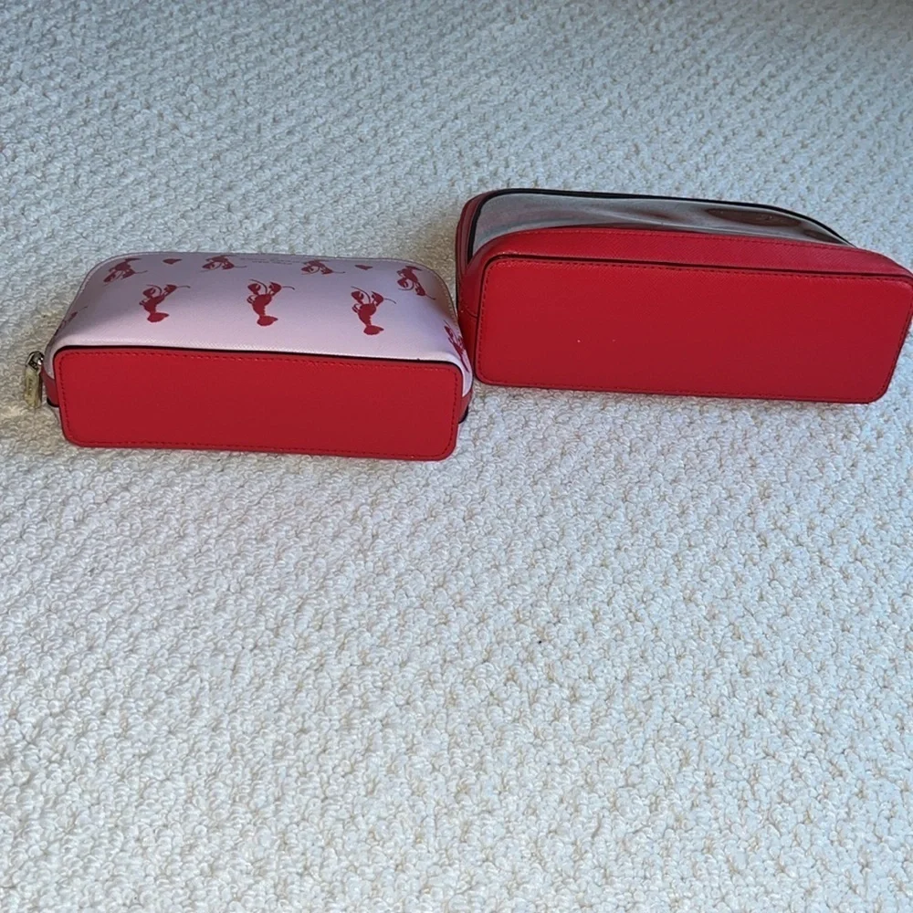Kate Spade Cosmetic case set /2  Smaller lobster case & larger clear case  Red🦞